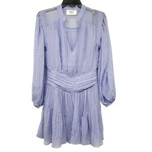 NEW Ba&sh Lilac Purple Easter Chiffon Elastic Waist Blouson Mini Dress Spring
